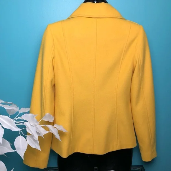 Old Navy Yellow Double Breasted Short Wool Peacoat - Picture 10 of 14